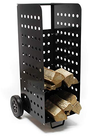 Wiltec Chariot Porte-bûches XL – 360 x 530 x 1060 mm avec Roues XL Stables caoutchoutées – pour Stockage Empilage Transport de Bois de Chauffage cheminée poêle
