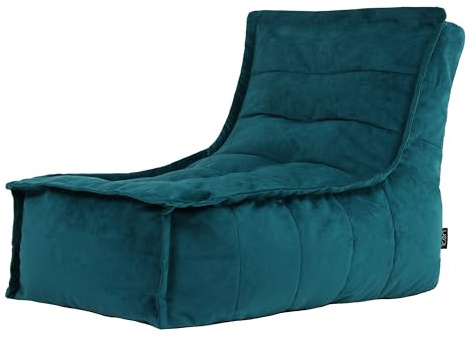 icon Dolce Velvet Lounge Bean Bag Chair, Teal Green, Large Adult Bean Bag with Filling Included, Accent Chair, Living Room, Living Room, Living Room Furniture, Bedroom Furniture
