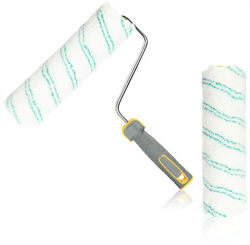 com-four® Juego de Rodillos de Pintura - Compuesto por 1 Soporte y 2 Rodillos de Pintura - Rodillo de Pintura de Pelo Medio de 25 cm, Soporte de 30 cm, Rodillo de Repuesto