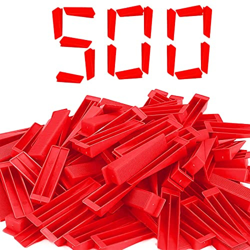Reusable Leveling Wedges,Reusable Tile Leveling System Wedges for (1/8,1/16,1/32) Inch Spacersand Tile Leveling System Kit,for Tile Leveler Installation (500Pcs, Red)