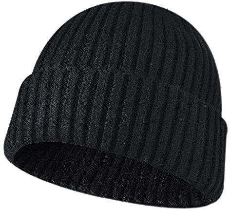 NLAND Unisex Berretto Invernale in Maglia Cappello Uomo Donne Beanie Hat Berretti Colori Solidi Taglia Unica (Nero, Taglia Unica)