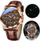 OLEVS Herren Chronograph Quarz Uhren, Lederband Gold Gehäuse mit Tag Datum, Wasserdicht Edelstahl Armbanduhr, Leuchtende Uhren für Herren, Mode, Freizeit, Lederarmband