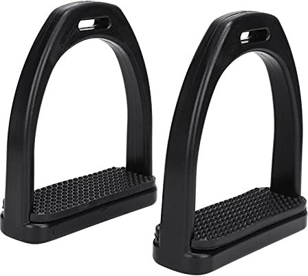 SALALIS 2 Stück Schwarze Kunststoff-Steigbügel steigbügel Sicherheitssteigbügel, Rutschfester Gummi-Reitbügel, Jugendsteigbügel mit Gummipolster, Ferri e pedane per staffe