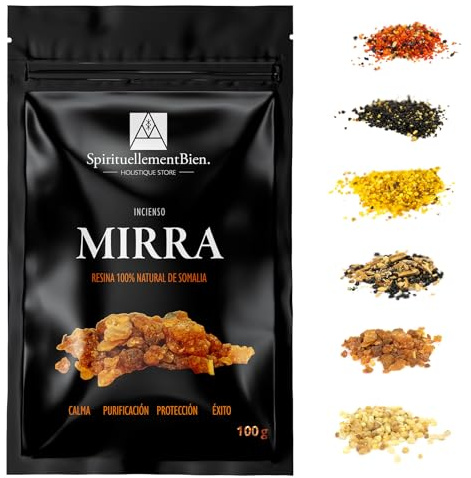 Incienso de Resina 100% Natural Sagrado Puro en Grano 50g- 100g para Fumigación, Quemador de Perfume o Incensario - Alternativa a Incienso en Barra o Cono (Mirra, 100 gr)