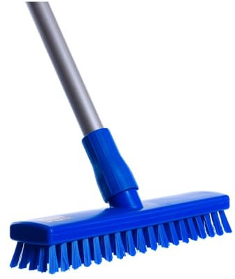 BawiTec Hygiene Schrubber Hygieneschrubber 30cm Breit mit Aluminiumstiel 145cm HACCP Kunststoff Borsten Kehrbesen Lebensmittel Industrie Profischrubber Lebensmittelschrubber Spezialschrubber (blau)