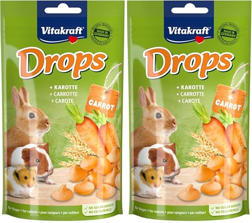 VITAKRAFT Drops Snack para roedores con Zanahoria Bolsa 75 gr (Paquete de 2)
