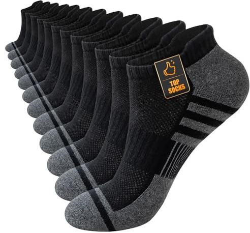Stoeury 6 Paia Calzini Uomo Donna Corti in Cotone, Running Alla Caviglia, Anti-Vescica Spugna, Traspiranti per Sport, Palestra, Lavoro, Casa, Outdoor