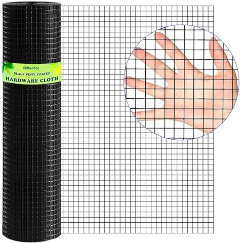 Xhfhenhce Hardware Cloth 1/2inch Black Vinyl Coated Wire Mesh 36 x 50' Welded Wire Fencing AWG17, PVC Coating Chicken Wire Fence, Welded Wire Mesh Roll for Garden Guard Fence Poultry Cage Net Fencing