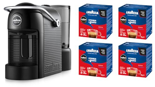 Lavazza A Modo Mio Jolie Evo, Macchina per Caffè Realizzata con 36% di Plastica Riciclata, Macchina Espresso con 64 Capsule Lavazza A Modo Mio Crema e Gusto Classico Incluse, Nera