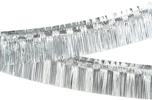 AIYONG Lot de 3 Guirlandes à Franges en Feuille Métallique Suspendre au Mur, 300 x 30cm Franges en Feuille Métallique pour Mariage, Anniversaire, Fête, Remise de Diplôme, Argentées