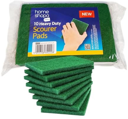 HOMESHOPA Heavy Duty Scouring Pads, 10 Pack Multipurpose Kitchen & Household Cleaning Sponge Scrubber Pads for Sink, Dish, Pots & Pan, Non Scratch Reusable Washing Up Scourer