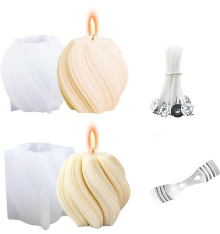 2 Stück Spirale Silikonformen Kerzen, Unregelmäßigen Gedrehte Kerze Gießform, Geometrische Spiralförmigen Silikon Gießform, Kugel Stumpenkerzen Kerzenform, Verdreht Welle Zylinder Kerzeform fur Seife