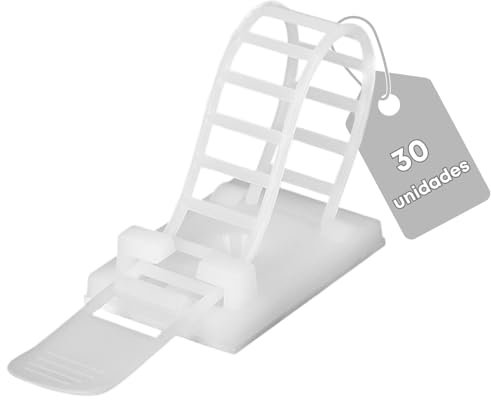 Sujeta Cables Adhesivos (30uds). Sujeta Cables Pared. Organizador Cables Escritorio, Mesa. Cable Management. Grapas Ajustables. ALBURANⓇ