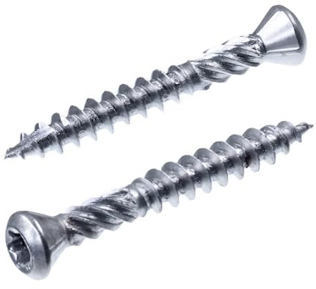 SECCARO Lot de 200 vis pour terrasse à tête décorative 3,2 x 30 mm, en acier inoxydable A4, vis à bois avec pointe découpée et encoche de coupe, TX/six pans creux