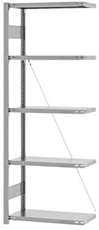 eurokraft | pro | Lager-Steckregal | verzinkt | Bauart leicht | Regalhöhe 2000 mm | einseitig | Bodentiefe 300 mm | Anbauregal