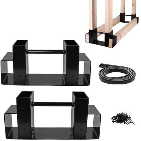 Kaminwood Stand - Sollewood robusto di legna da ardere in acciaio, supporto a portata legna da fuoco in legno in metallo con set di cesti robusti e robusti per escursioni in campeggio esterno interno