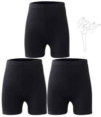 Holimaid Girls Leggings Breathable Shorts Comfortable Fit Schoolwear Safety Dress Cycling Bike Pants Gymnastic Under Skirts (UK, 120, 3, Black)