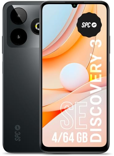 SPC Discovery 3 SE – Smartphone 6,8” HD+ | 64GB Memoria Interna y 4GB RAM | 13MP Dual CAM AI | NFC y biometría | Android 14 | Batería 5000mAh – Color Dark Matter