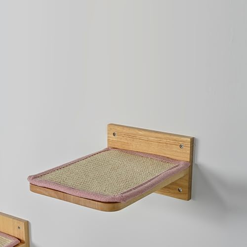 RHRQuality Väggmöbel Klättringsvägg Katt - XXL Väggplattformar Set 3 – Bärkraft upp till 20 kg – För stora katter – Med halkskydd – Rosa