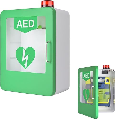 AED Defibrillator lagring bröst av lådor väggmonterad plast hjärta defibrillation larmlåda nödlåda justerbar avdelare lager position dubbel brytare kontroll passar de flesta AED modeller