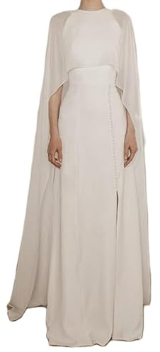 Nicoxijia Women Chiffon Shawl Wraps Cape Mesh Sheer Poncho Top Flowy Capelets for Evening Dress Wedding Party Capes Cover Up (White, One Size)