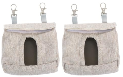 IMIKEYA Bolsa para Alimentación de Cobayas Tamaño S, 2 Piezas, Bolsa de Tela Transpirable Colgante para Jaulas, Soporte para Comedero de Heno, Reutilizable y Plegable para Mascotas
