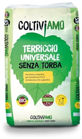 COLTIViAMO Terriccio Universale Senza Torba, Biologico, con Fibre di Cocco e Legno, Mix di Micorrize e Trichoderma, 2 formati (sacco 70 litri)