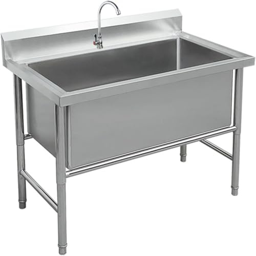 Lavello Cucina 1 Vasca Autoportante in Acciaio Inox Lavandino da Lavoro Lavello del Ristorante Commerciale Lavandino da Esterno per Lavanderia Bar Garage o Ristorante (80 * 60 * 80)