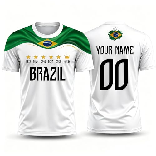 Generico Maglia da Calcio Personalizzata 2026,Top da Tifoso con Bandiera, Nome e Numero,Maglietta a Maniche Corte per Uomo e Donna,Regalo per Partite,Anni di Vittoria orgogliosi e in Attesa del 2026