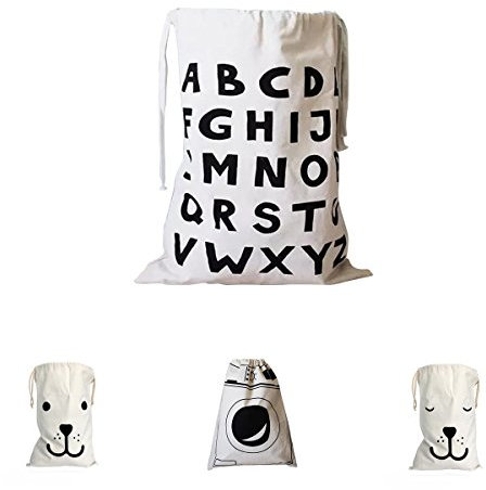 Großer Wäschesack aus Segeltuch mit Kordelzug, zum Aufhängen, gut geeignet für Spielzeug und andere Gegenstände, maschinenwaschbar 26 Letters