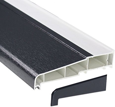 150mm x 1m Grey UPVC Plastic External Window Sill with 2 End Caps