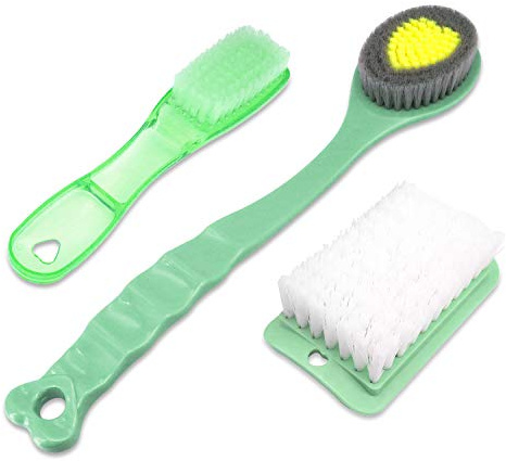 QiCheng & LYS Handbrause Bürste Mit Langem Griff Badebürste Mit Langem Griff Schuhbürste, Brettbürste (Grün und 2PCS)