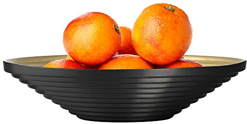 TREND FOR HOME Ciotola Decorativa ⌀ 27 cm Fruttiera in Vetro Centrotavola Vassoio di Caramelle Piatto di Frutta Decorazioni Casa Vaso Decorativo da Interno Portafrutta, Alexis, Nero/Oro