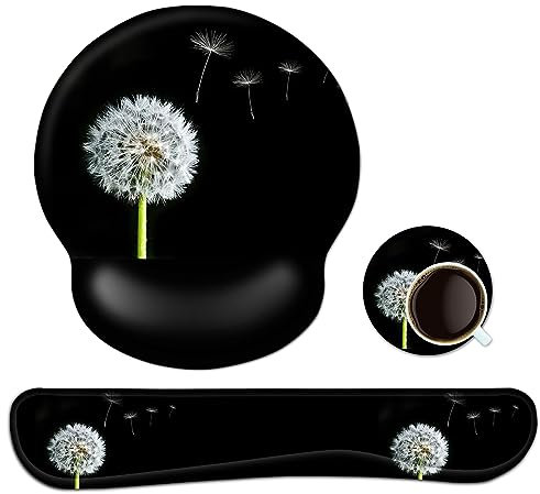 3-in-1 Handgelenkauflage Set, Mauspad mit Gelkissen+Handballenauflage Tastatur+Untersetzer,Ergonomisches Mauspad mit Handauflage,Rutschfest Gaming Mousepad für Zuhause,Büro