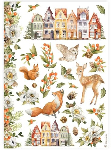 Stamperia Papel de arroz para decoupage tamaño A4, diseño clásico de Navidad Underwood DFSA4922