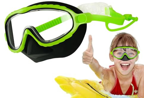 Lunettes de natation avec cache-nez, lunettes de plongée avec tuba – Lunettes de plongée anti-buée, anti-fuite, étanches pour fille de 4 à 16 ans