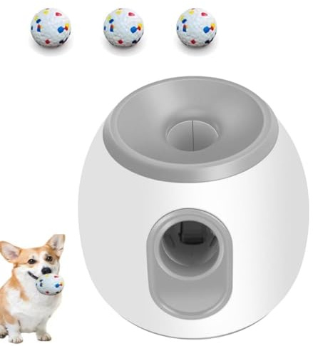 Automatisk bollkastare for hundar, tyst hundbollkastare med fjärrkontroll, interaktiv hundbollkastare, automatisk tennisbollkastare med 3 utkastningsavstånd (10/20/30FT)(Gray)