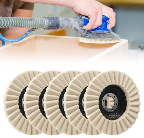 Lot de 5 Disques De Polissage 125 MM X 22,2 MM en Feutre de Laine, Disques de Polissage en Feutre Brillant pour Ponçage et Polissage en Peinture, Acier Inoxydable, Bois et Plastique