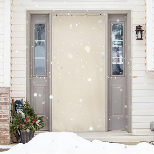 BTTO Rideau de Porte Thermique Isolant Anti Froid et Chaleur, Rideau Porte Entrée Occultant Imperméable Protection Contre Le Froid et Le Vent, Rideaux Phonique Anti Bruit, 1 Pièce, L100x H210cm, Beige