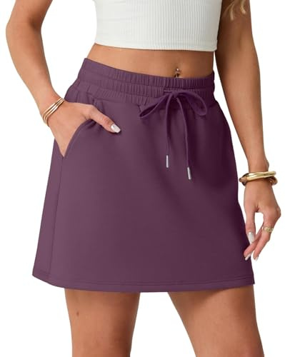 GRECERELLE Skort Damtenniskjol med byxor under byxkjol kort för sport och fritid kjol A-linje elastisk midja sportkjol