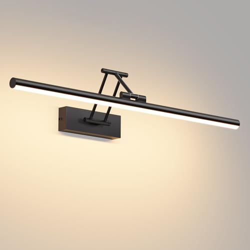 Klighten LED Spiegellampe Bad 60cm,Drehung Spiegellampen Spiegel für bad IP44, Spiegelleuchte Badezimmer 20W 1500LM,LED Badspiegelleuchten Badezimmerspiegel,Warmweiß 3000K,Schwarz