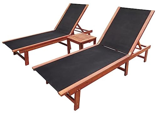 vidaXL Akazie Massiv Sonnenliege Set 3/tlg. Gartenliege Relaxliege Liege Tisch