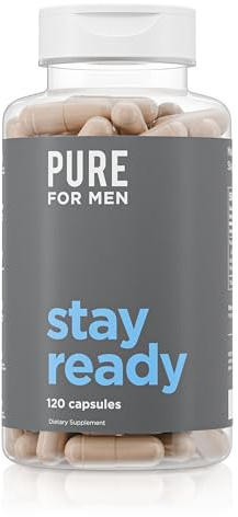 Pure for Men Original Vegan Cleanliness Stay Ready Fiber Supplement | Helps Promote Digestive Regularity | Psyllium Husk, Aloe Vera, Chia Seeds, Flaxseeds | Proprietary Formula | 120 Vegan Capsules