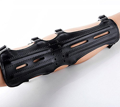 e5e10 Bogenschießen Leder Armschutz Lang 4 Gurte Unterarm Schutzausrüstung Jagd Pfeil Bogen