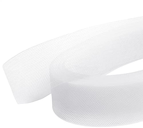 Handi Stitch Weißes Polyester - Crinoline Band - 45,72 m Netzband - Versteifungsband Krinoline Band - Bänder zum Nähen von Kleidern, Soft Boning, Hochzeits & Tanzparty-Kostümzubehör Horsehair Braid