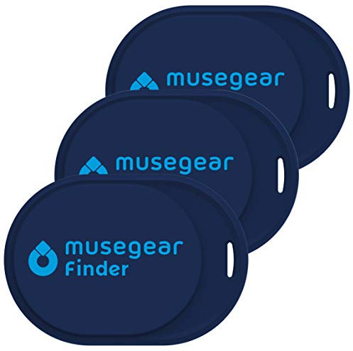 musegear Keyfinder Mini con Bluetooth App I Keyfinder ad Alta Voce per Cellulare - Blu Scuro 3-Pack I GPS Tracking/Pairing I Trovare Le Chiavi