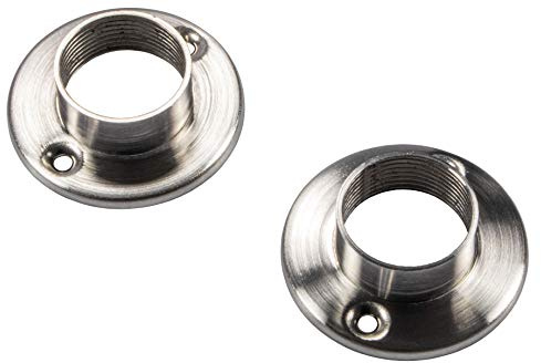Gedotec Soporte de tubo de armario para fijación de barras de armario para reequipar en el armario, acero inoxidable cepillado mate, soporte para tubos de armario de 20 mm