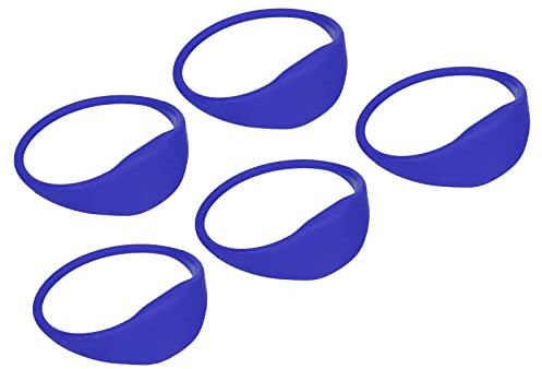 sourcing map 5Pack RFID Silikon Nähe Armband 13.56MHz Nur Lesen Ring Typ für Tür Zugang Blau