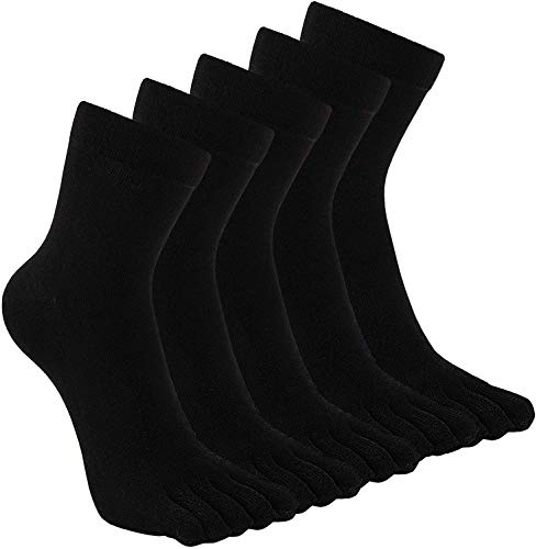 PUTUO Mens Toe Socks Cotton Running Sports Socks, Mens Five Finger Socks, Soft and Breathable, 5 Pairs
