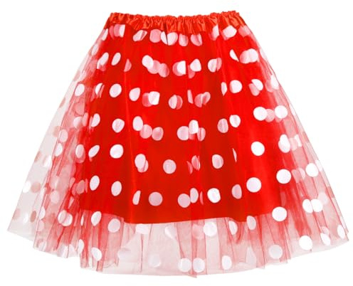 Sprinlot Tutu tutu reifkjol underkjol barn flickor kjol röd vit prickad som kostym tillbehör för karneval temafest C15